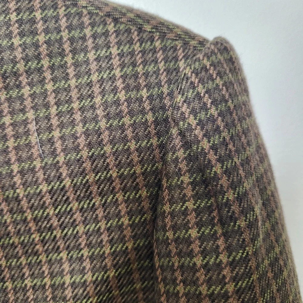 Michael Kors Made in Italy Green Houndstooth Virgin Wool Blazer Jacket Size‎ 10